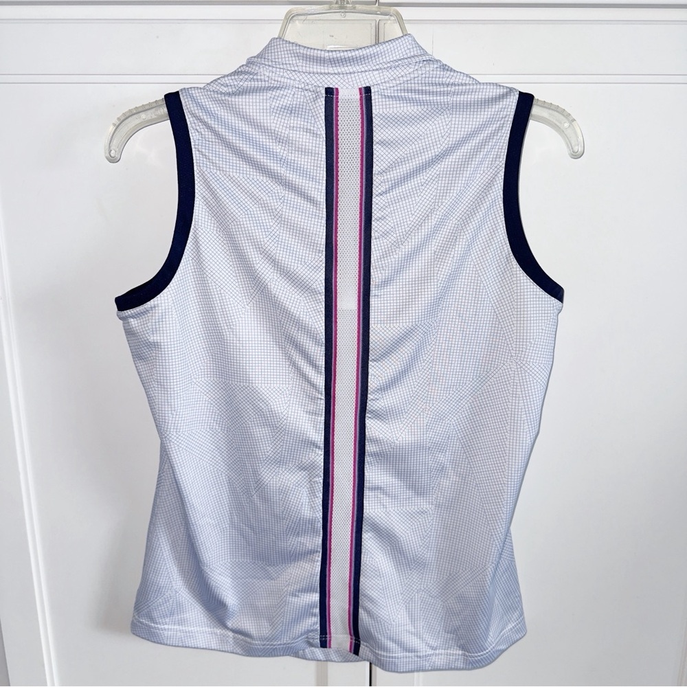GG Blue Luxe Sport Sleeveless Golf Top Polo White and Navy Sz Small Tech